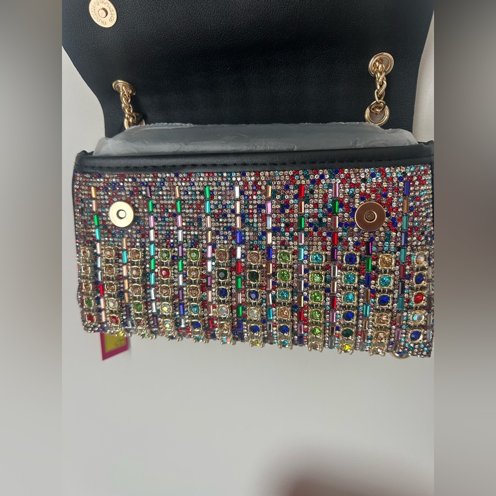 Catherine Malandrino Multicolor Rhinestone Beaded Shoulder Bag - Picture 6 of 7